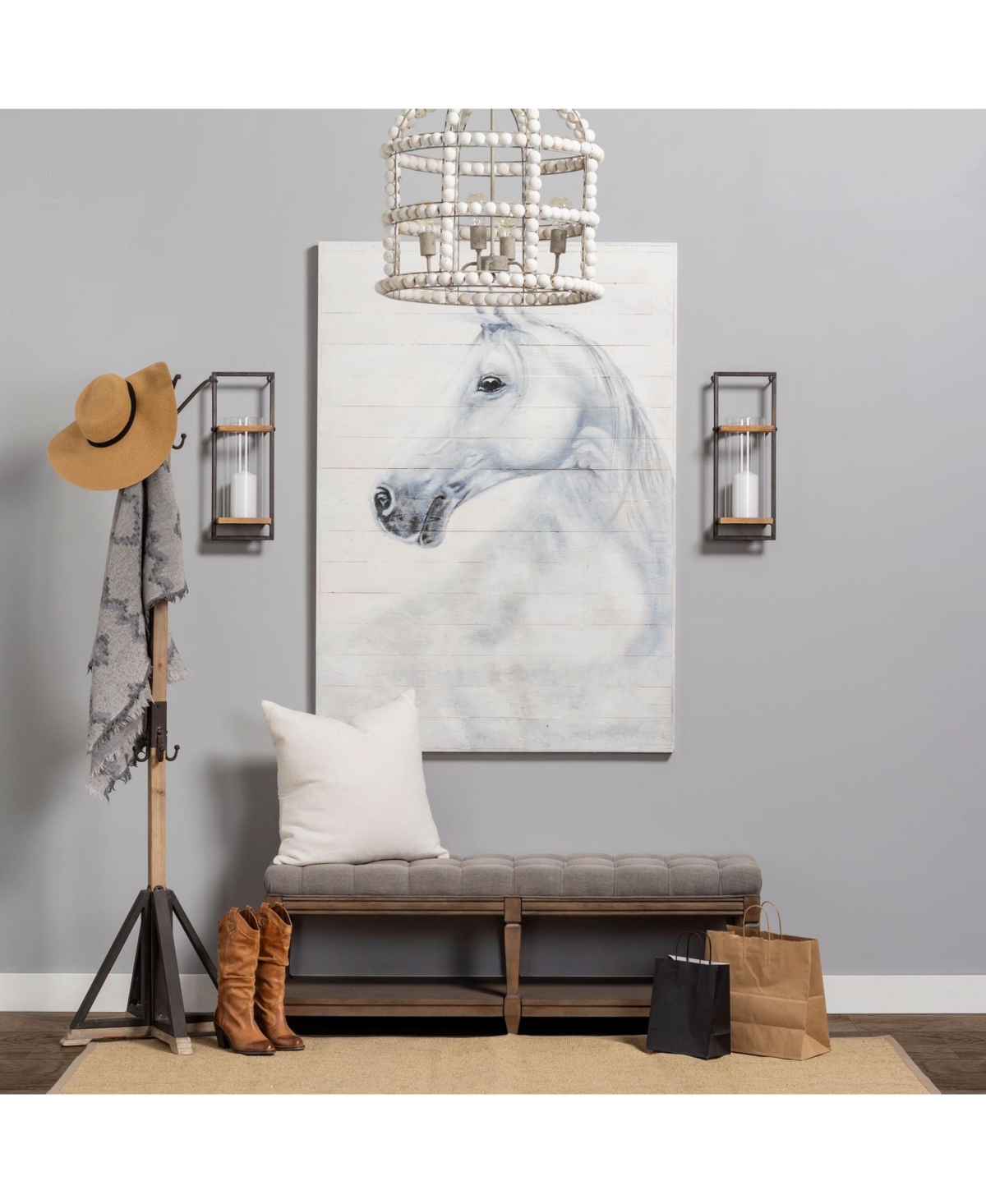 Metal and Wood Coat Rack with Multiple Hooks for Entryway, Hallway, or Bedroom