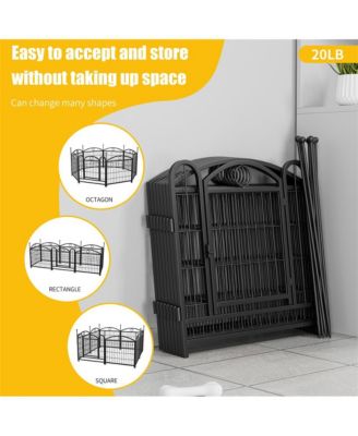 24 in H. 8 Black Panels Heavy Duty Metal Dog Pen Pet with Door  for Large Medium Small Dogs Indoor Outdoor