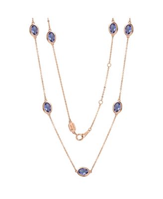 Suzy Levian 14K Gold 1 Cttw Oval Cut Tanzanite Station Necklace
