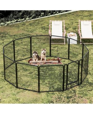 12 Black Panels 31.7 in H. Heavy Duty Metal Pet Exercise Pen with Door for Outdoor, Indoor