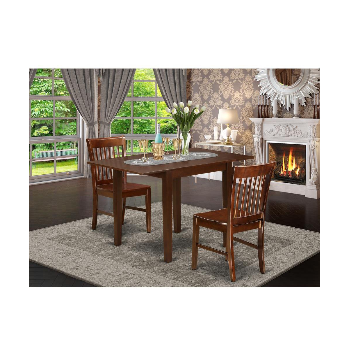 East West Furniture Dining Room Set Mahogany