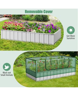 69'' x 36'' x 28'' Galvanized Raised Garden Bed w/ Cover Roll-up Window Greenhouse