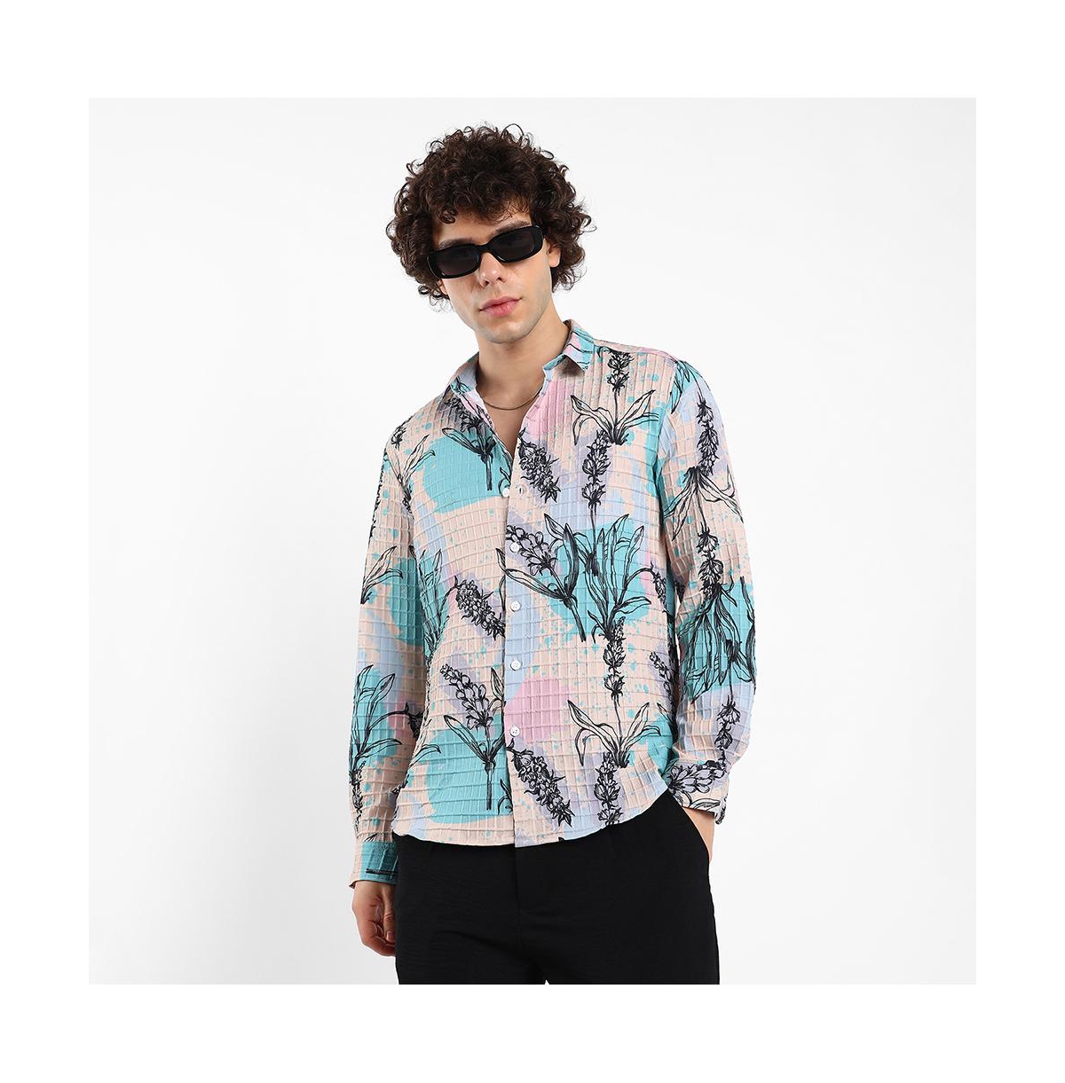 Campus Sutra Men's Sprig-Waffle Shirt