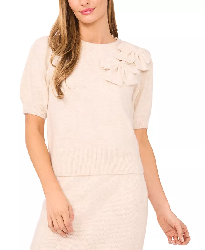 Women's Ribbon Crewneck Short-Sleeve Sweater