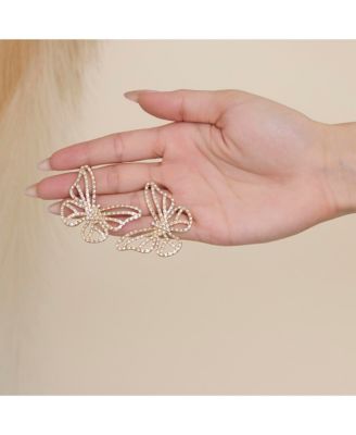 Textured Butterfly Stud Earrings in Gold-Tone