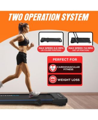 RunMaster 2-in-1 Folding Treadmill – 2.5HP Under-Desk Electric Treadmill with Foldable Handle, Bluetooth, 12 Exercise Programs & Large Belt – Portable, Space-Saving Design – Black
