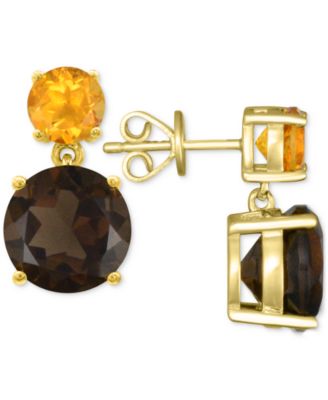  Rose de France 5-5/8 ct. t w. and Amethyst 1-1/3 ct. t.w.Drop Earrings in 14K Gold-Plated Sterling Silver