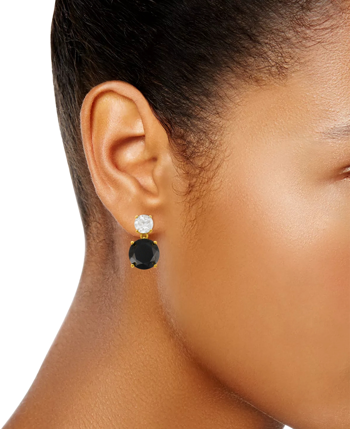 Macy's Rose De France 5-5/8 Ct. T W. And Amethyst 1-1/3 Ct. T.w.drop Earrings In 14k Gold-plated Sterling S In Black