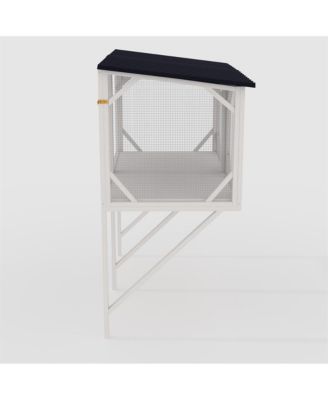 43.3 in. Outdoor Cat Enclosure for Sunbathing, Napping and Viewing, Window Perch in Ancient White