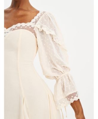 Women Zakira Lace Trim Half Sleeve Mini Dress