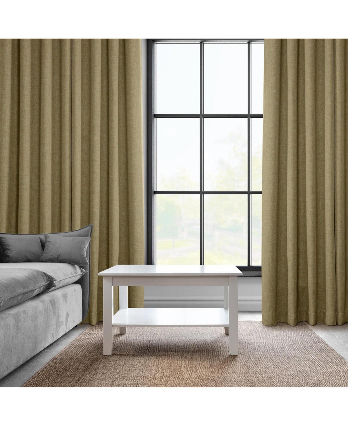 Half Price Drapes Grommet Textured Faux Linen Room Darkening Curtain