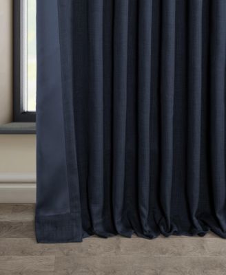 Extra Wide Textured Faux Linen Room Darkening Curtain