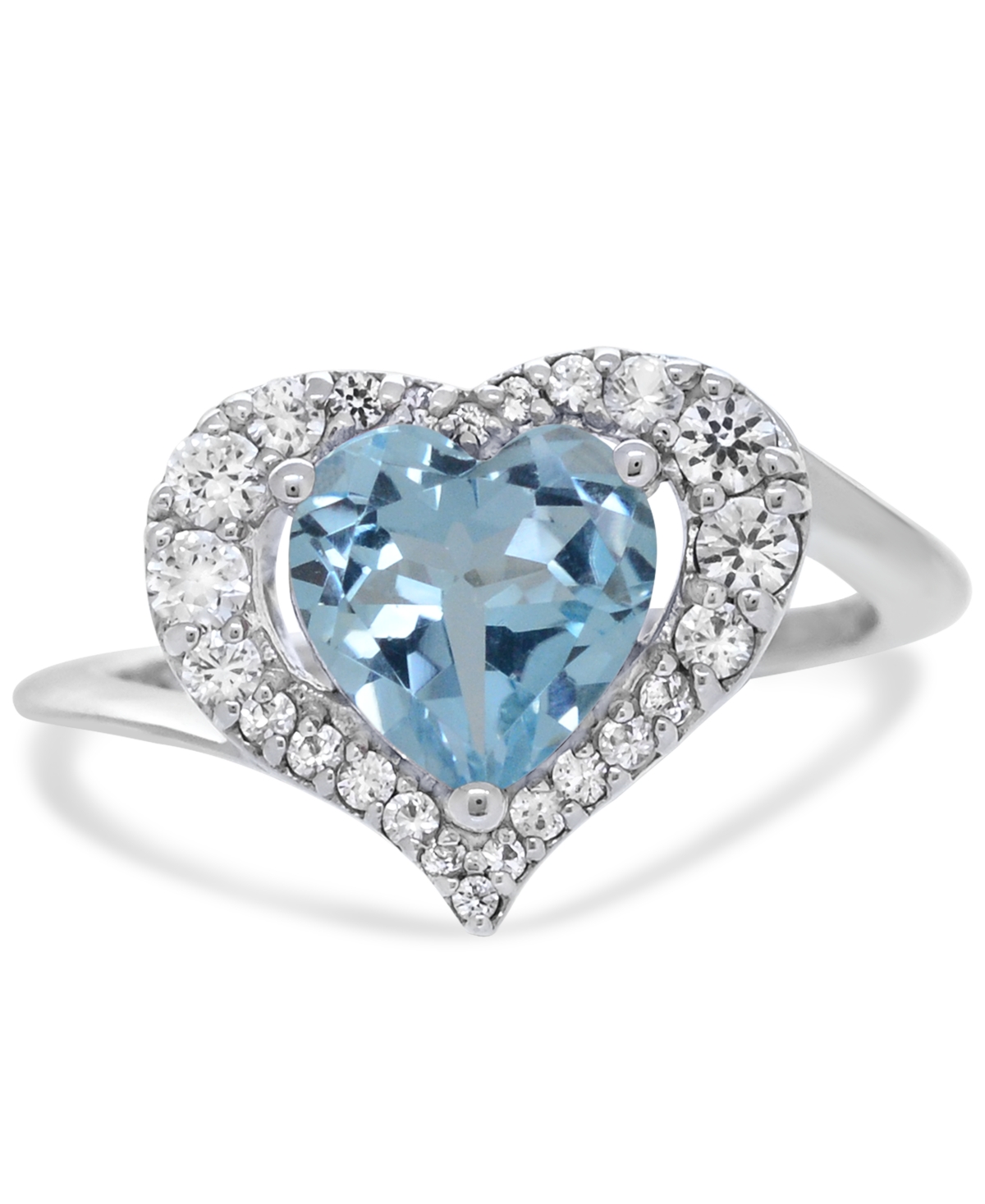 Macy's Women's Heart Ring In Sterling Silver In Blue