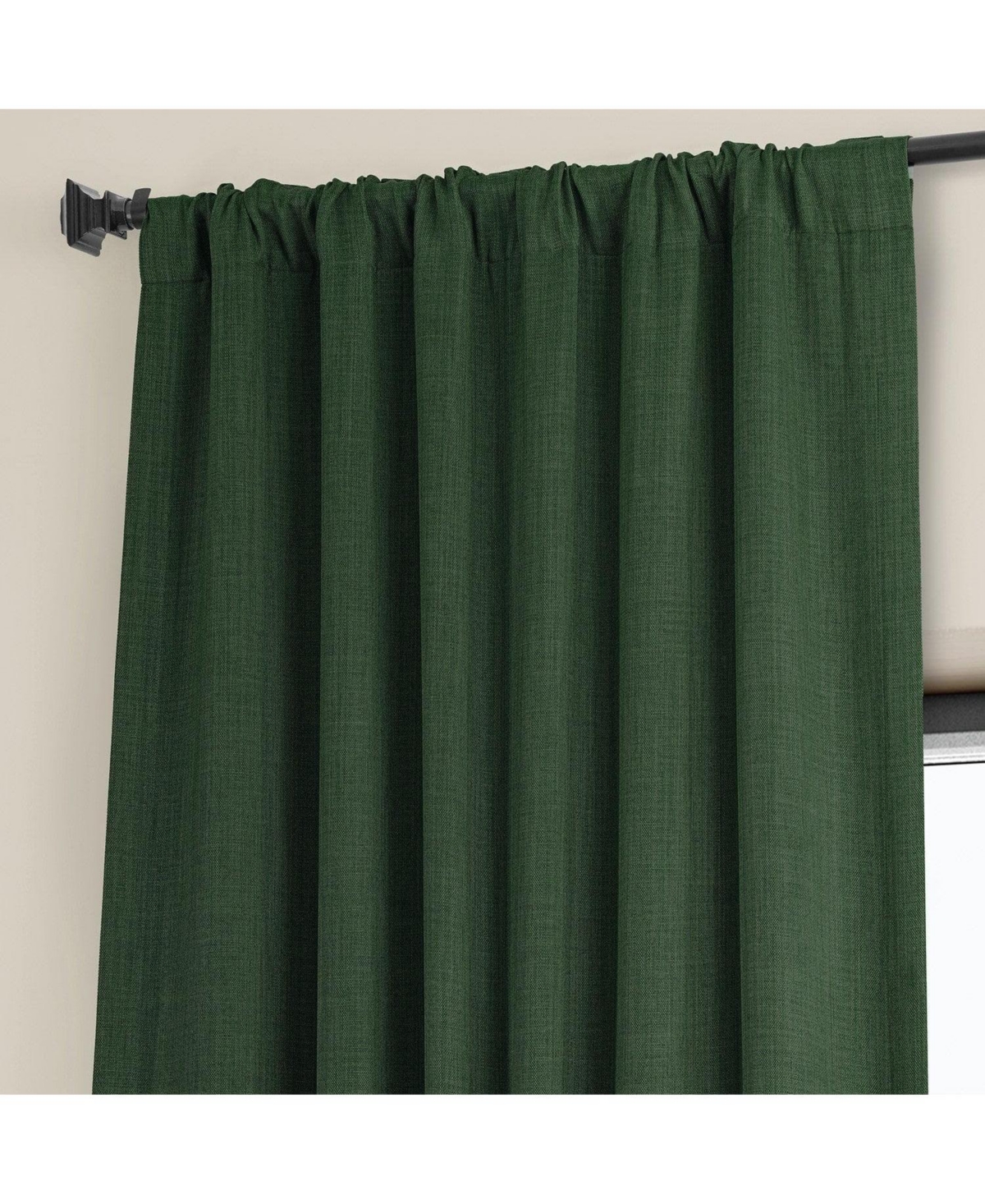 Half Price Drapes Textured Faux Linen Room Darkening Curtain In Green