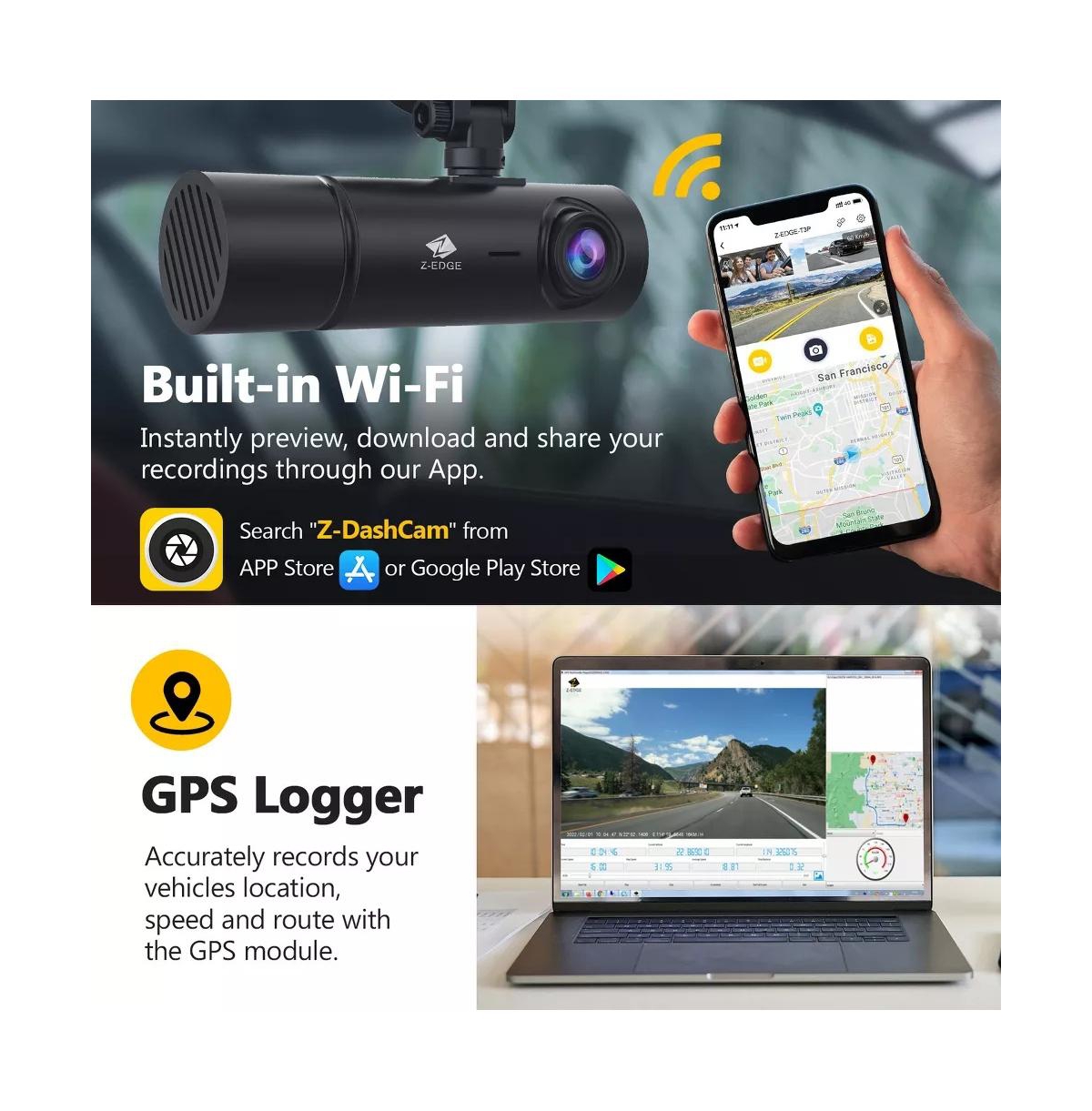 Z-edge 3-Channel Touch Screen Ir Night Vision and Super Capacitor 4K Dash Cam