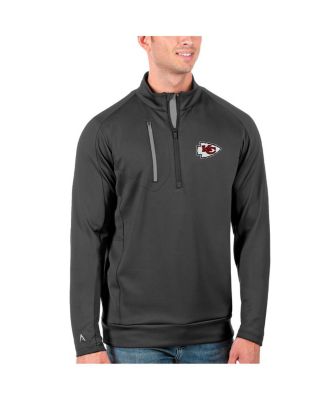 Antigua - Men's Charcoal/Silver Kansas City Chiefs Generation Quarter-Zip Pullover Jacket