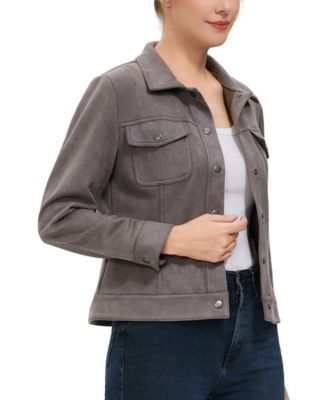 Women's Faux Suede Trucker Jacket