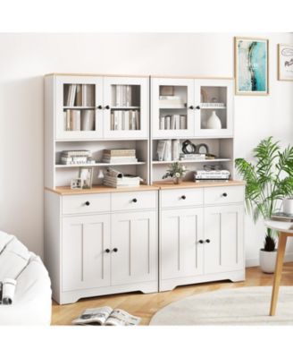 Pantry Cabinet 67'' Tall Kitchen Floor Cabinet w/ 2 Removable Shelves 2 Drawers