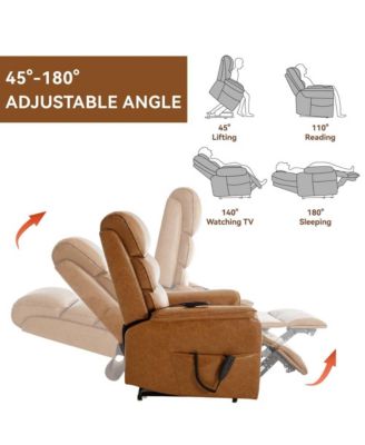 Faux Leather Power Lift Chair with Heat, Massage & Dual Motor, Heavy Duty Recliner for Elderly with Remote