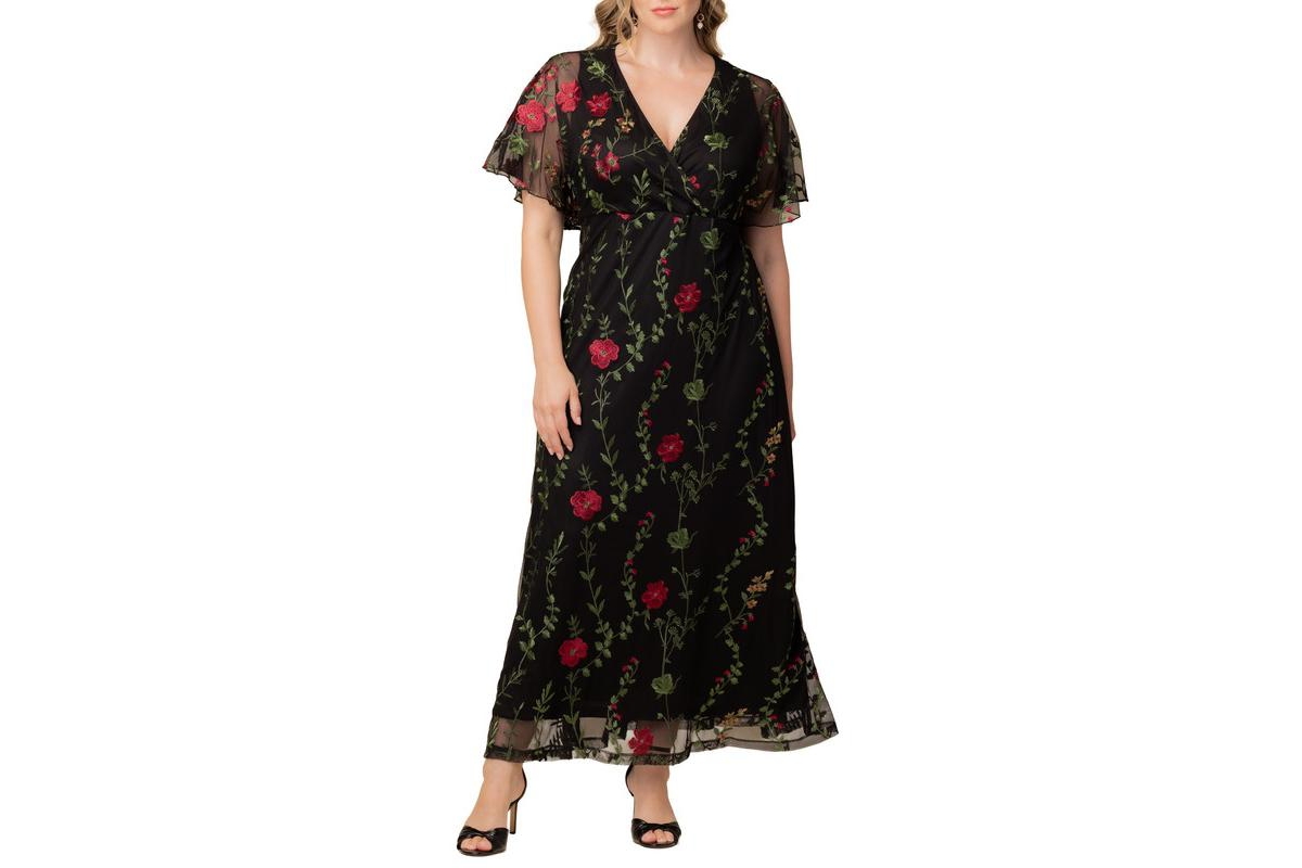 Kiyonna Women's Plus Size Embroidered Elegance Evening Gown - Briar rose