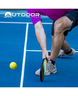 USAPA approved pickleball set with 2 fiberglass paddles, 4 balls, grip tapes & carry bag. Lightweight, durable & shock-absorbing grip