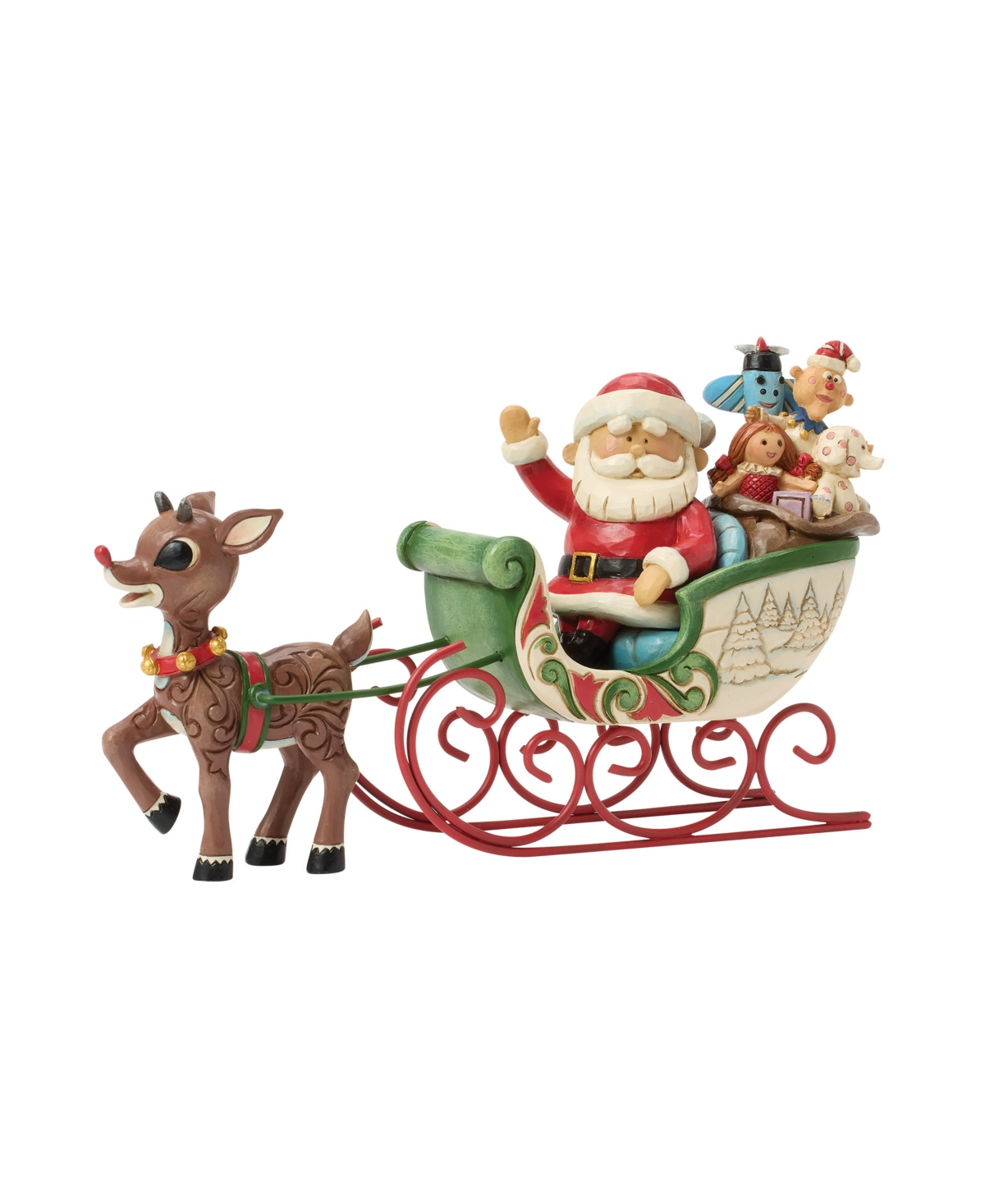 Jim Shore Rudolph Pulling Santa In Sled Figurine In Multi