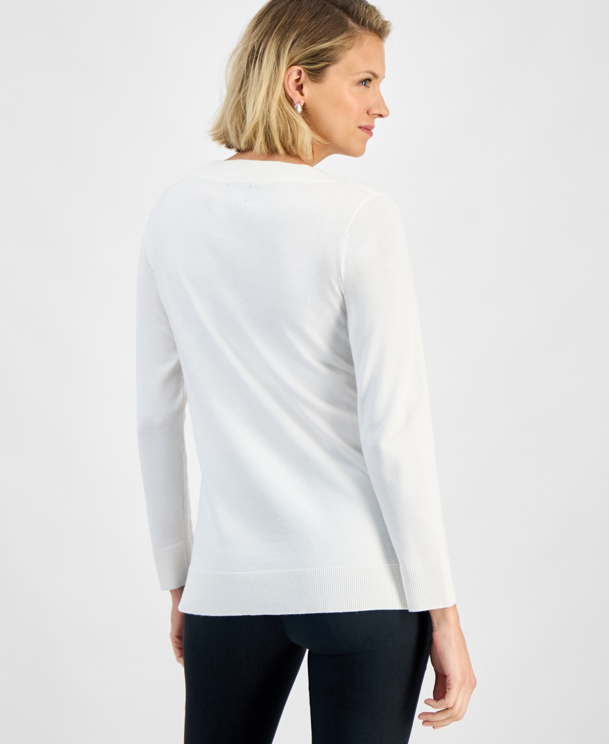 Jm Collection Petite Embellished Tunic Sweater, Macy's Exclusive In White