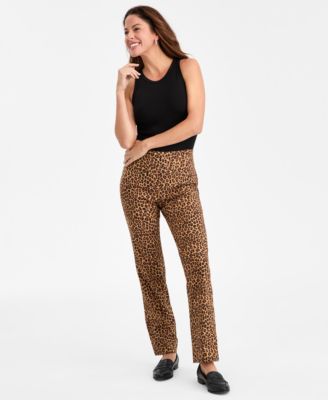 JM Collection - Women's Callie Cheetah Rivet-Waist Pants