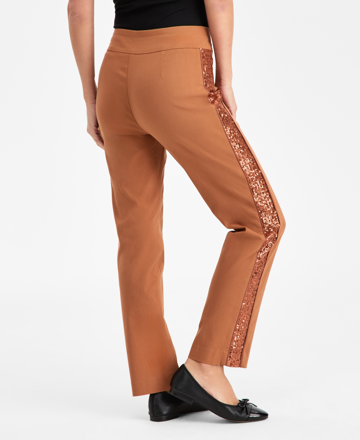 Jm Collection Women's Side-sequin Cambridge Pants, Macy's Exclusive In Brown