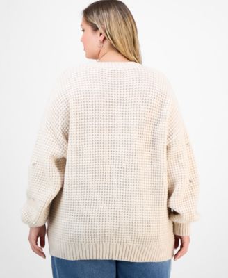 Trendy Plus Size Embellished Crewneck Pullover Sweater, Macy's Exclusive