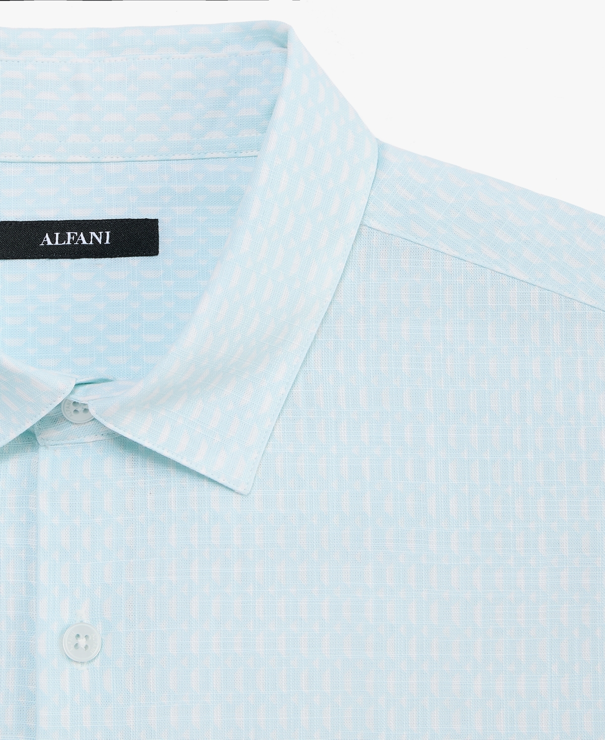 Alfani Men's Perto Short Sleeve Geo Print Button-front Shirt, Macy's Exclusive In Blue