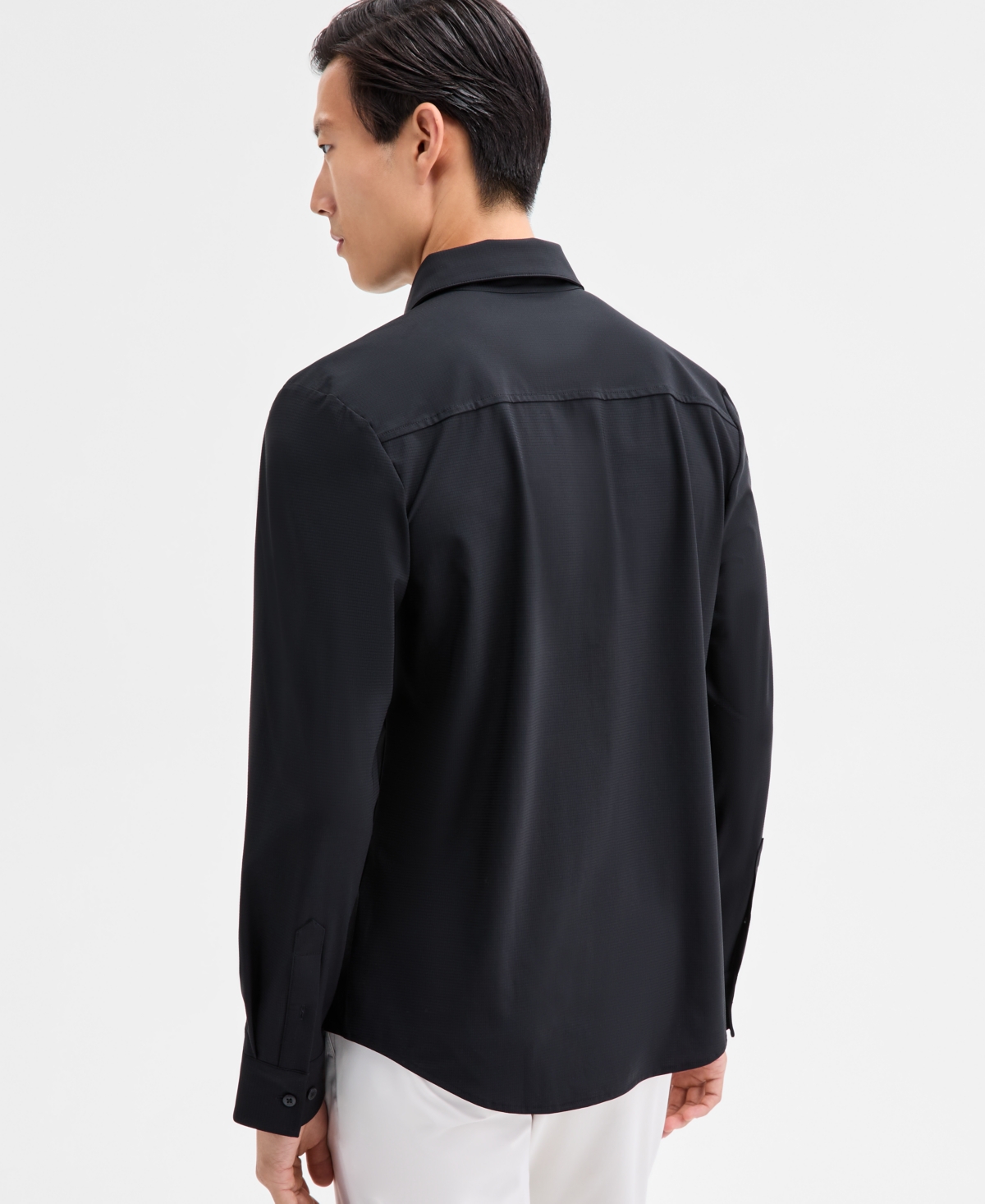 Alfani Men's Modern Classic-fit Stretch Solid Button-down Shirt, Created For Macy's In Black