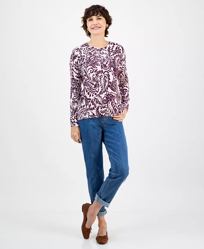 Women's Printed Crewneck Sweater - thumbnail 8