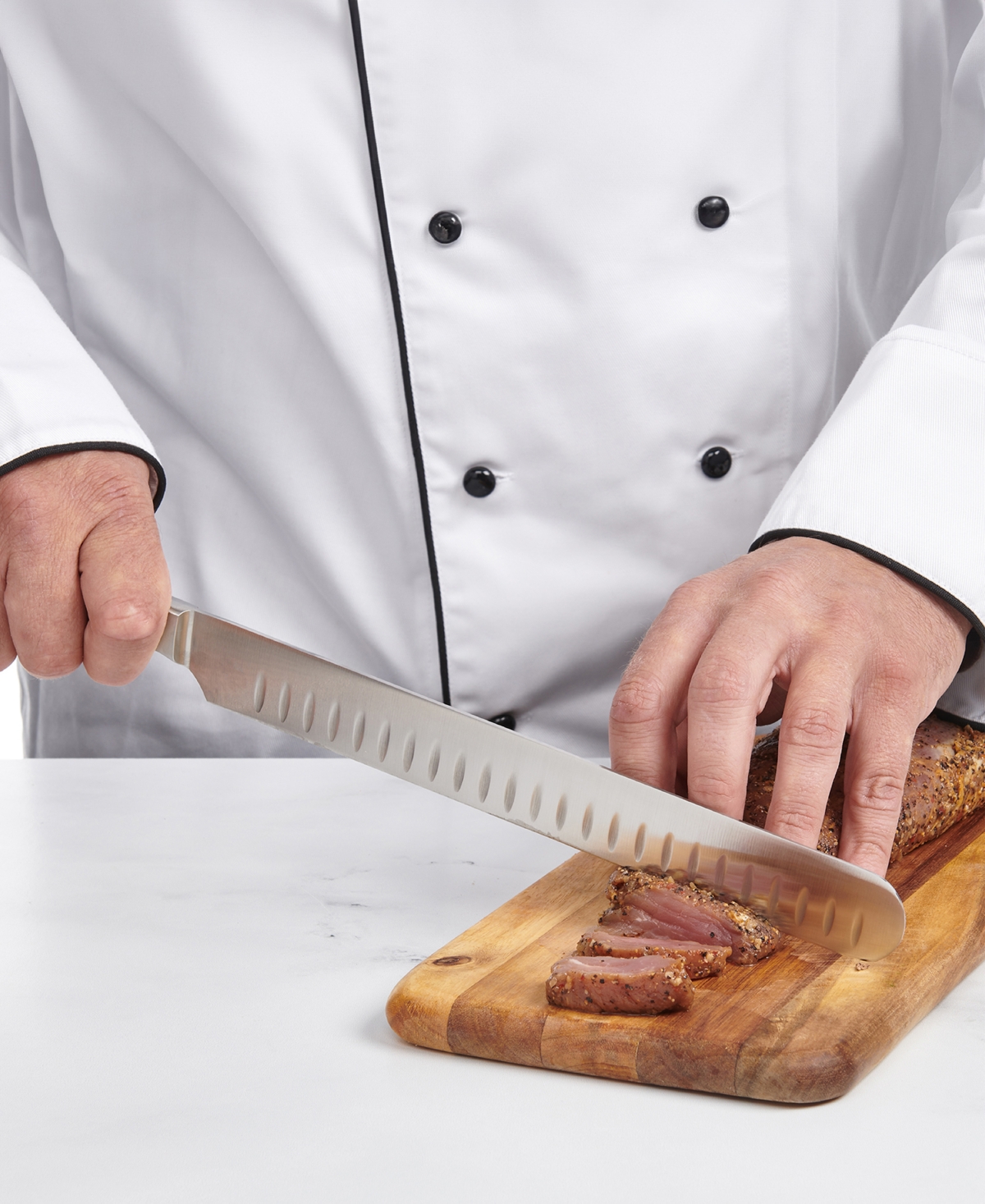 Cat Cora Cutlery-pro 10" Triple-rivet Handle Forged Granton Roast Slicer Knife In Multi