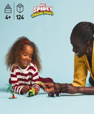 Marvel Spidey And His Amazing Friends Spin and Electro Dinosaur Vehicle Chase Building Toy 11198, 124 Pieces