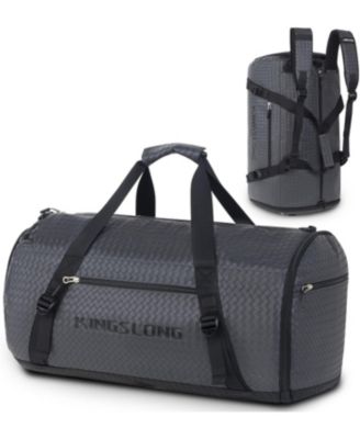 45L Duffel Bag for Men Women Large Travel Duffel Bag Convertible Backpack with Shoe Compartment Weekender Overnight Backpack for Sports,Outdoor,Travel, Water Resistant Grey