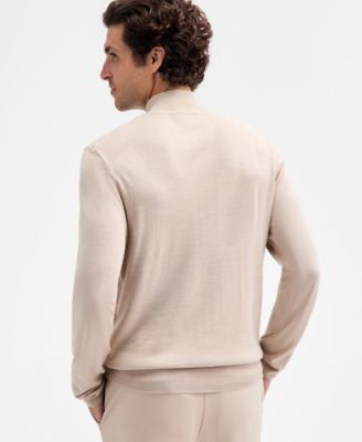 Men's Long Sleeve Merino Quarter-Zip Sweater, Macy's Exclusive