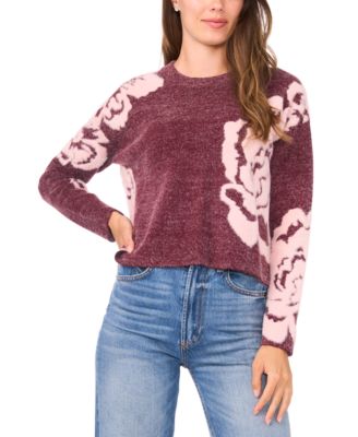 Sam & Jess - Women's Jacquard Floral Crewneck Sweater