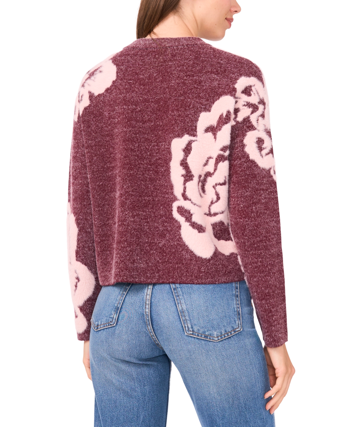 Sam & Jess Women's Jacquard Floral Crewneck Sweater In Brown