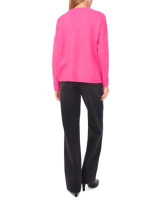 Women's Crewneck Embellished Pearl Long-Sleeve Sweater