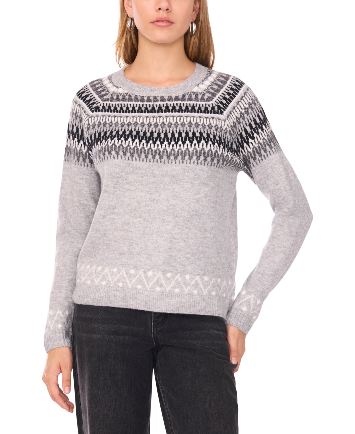 Sam & Jess Women's Cozy Fairisle Sweater In Gray