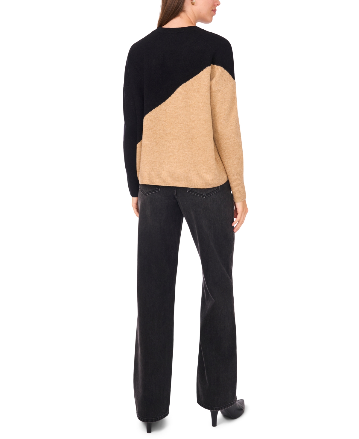 Sam & Jess Women's Vertical Colorblock Sweater In Brown