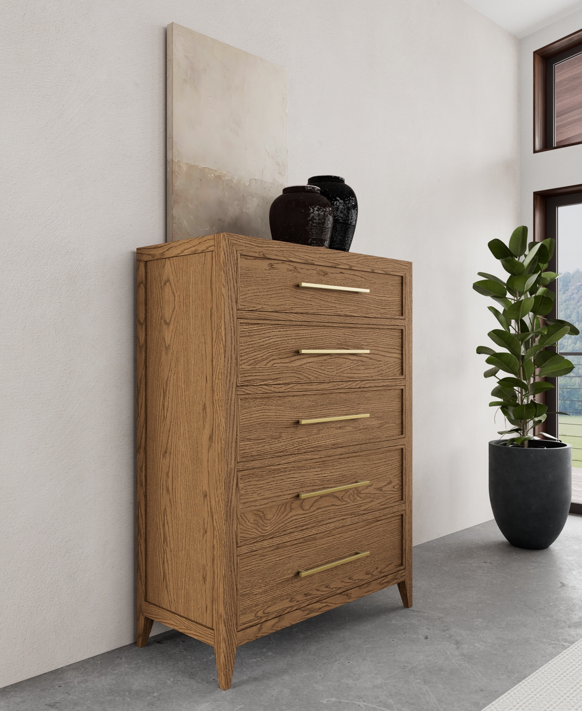 Macy's Everleigh Five Drawer Chest In Brown