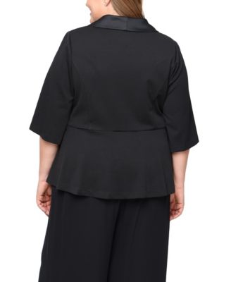Plus Size 3/4-Sleeve Stretch Crepe Jacket Top