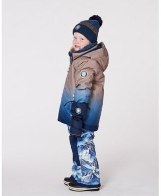 Boy Lined Knit Pompom Hat Taupe and Navy - Toddler|Child