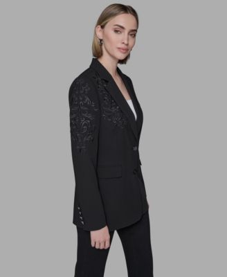 Women's Embroidered Notch-Collar Blazer