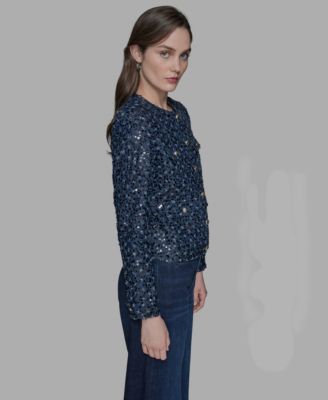 Women's Sequin Pocket-Front Denim Jacket