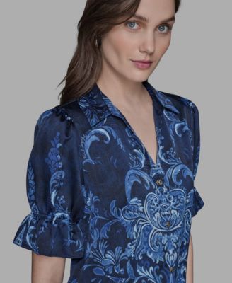 Women's Printed Button-Front Shirt