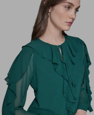 Women's Keyhole Ruffle Top