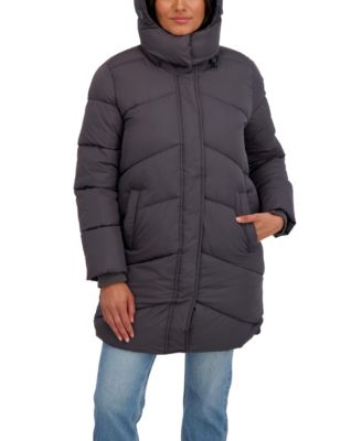 Women's 3/4 Cozy Lined Hooded Puffer Coat